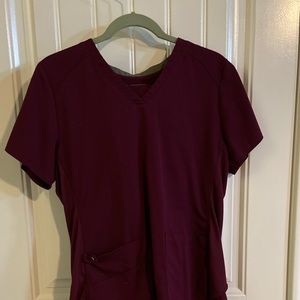 Burgundy Med Couture scrubs (tops and pants) size M